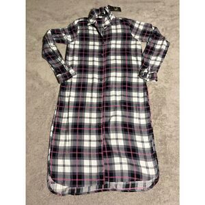 New Black White Gray Hot Pink Plaid Long Cardigan Duster Shirt Jacket Sz S (F5)